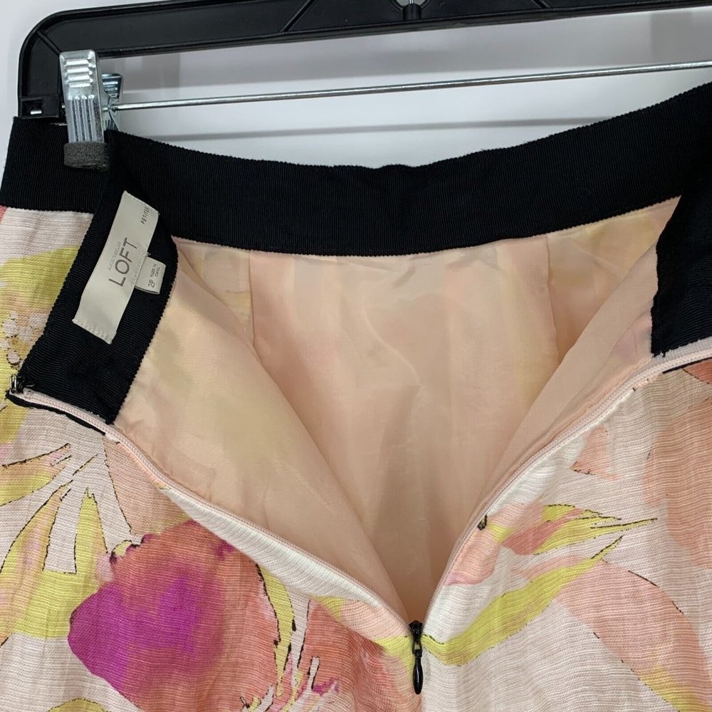 LOFT Skirt Floral Print Linen Blend A Line Mini Lined - Picture 8 of 10